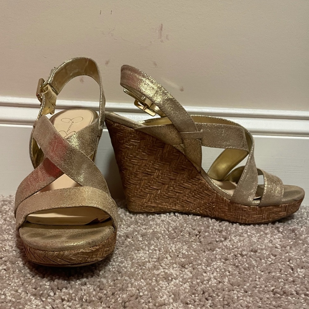 Gold Jessica Simpson Wedges